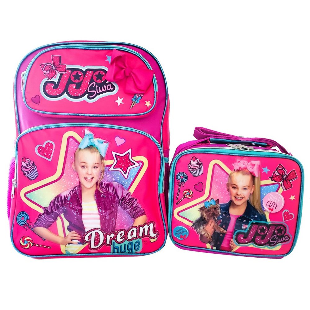 Jojo Siwa Backpack and Lunch Bag Set Girls School Bundle with Lunch Box 16" Pink